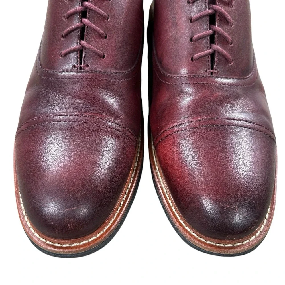 Awearness Kenneth Cole Men's Sz 10 M Cap Toe Red Leather Oxford Shoes Kite Flex‎